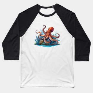 Orange Octopus Baseball T-Shirt